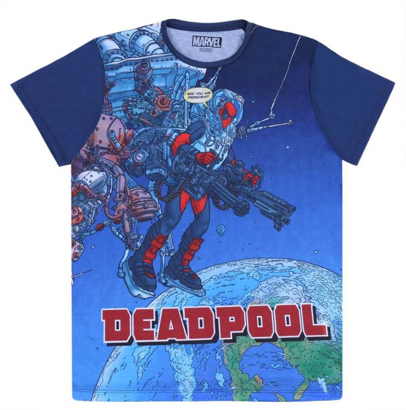 Sarcia.eu T-Shirt MARVEL Deadpool Dunkelblaues Herren-T-Shirt mit Ärmeln, FÜR FANS von Sarcia.eu