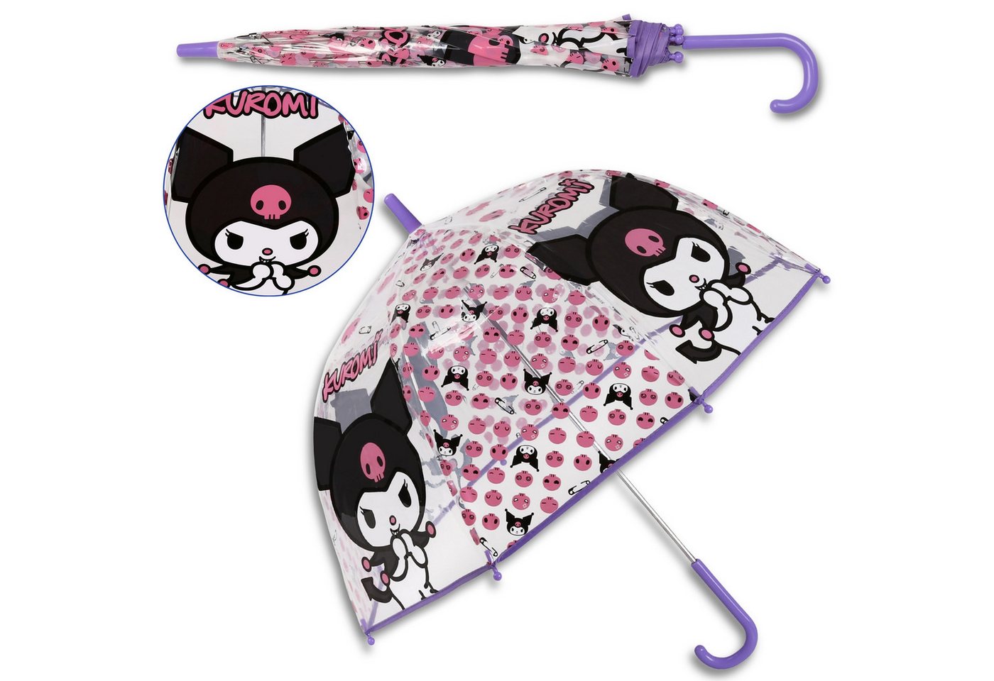 Sarcia.eu Taschenregenschirm Hello Kitty Kuromi Transparenter AUTOMATIK Regenschirm, Klappschirm von Sarcia.eu