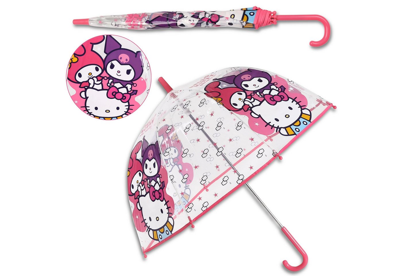 Sarcia.eu Taschenregenschirm Hello Kitty Transparenter AUTOMATIK Schirm, Klappschirm für Mädchen von Sarcia.eu
