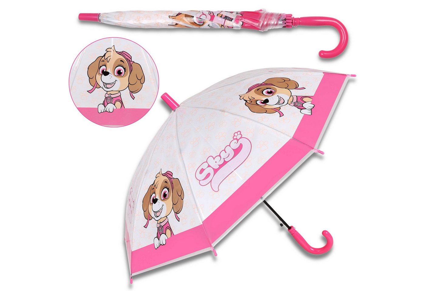 Sarcia.eu Taschenregenschirm Paw Patrol Skye Rosa und weißer faltbarer automatischer Regenschirm von Sarcia.eu