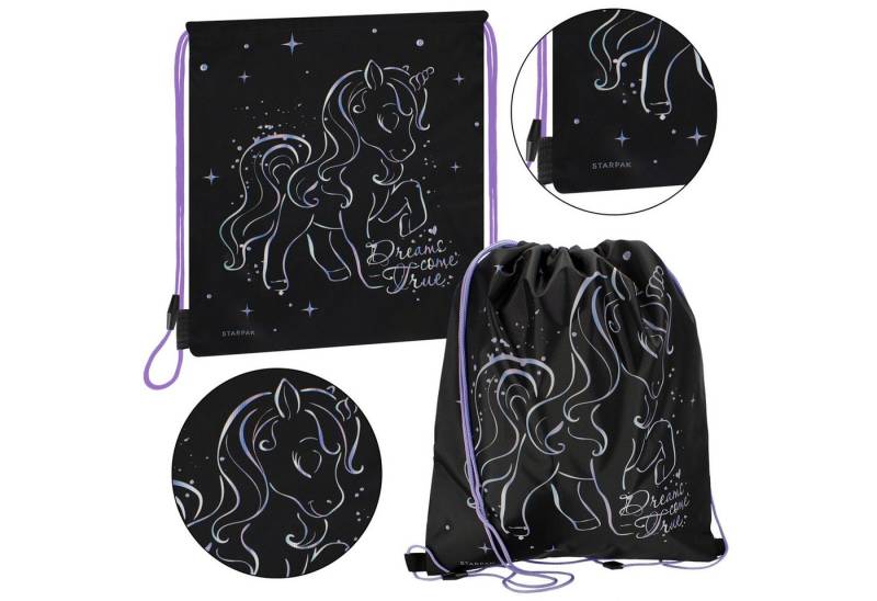 Sarcia.eu Turnbeutel Einhorn holo schwarzer Turnbeutel, 39x33 cm STARPAK von Sarcia.eu