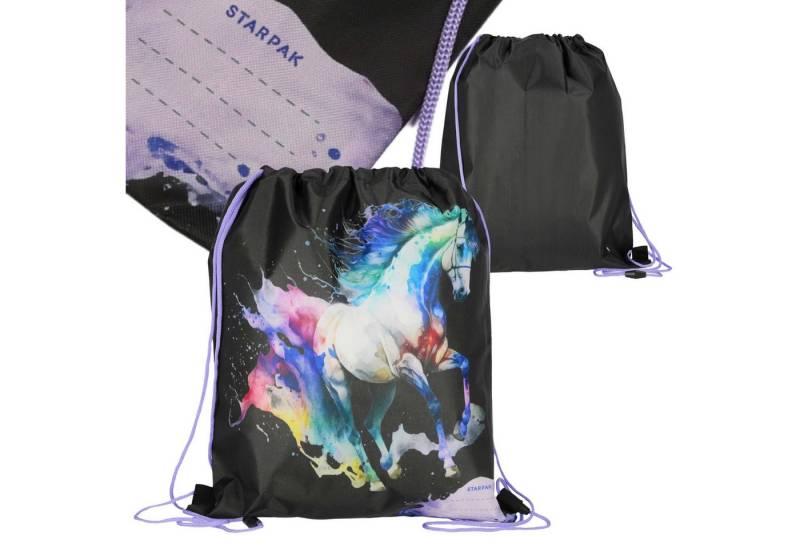 Sarcia.eu Turnbeutel Pferd Turnbeutel schwarz 32x38 cm für Mädchen, Sport, Schule von Sarcia.eu