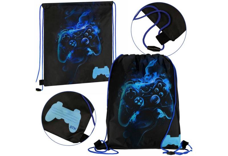 Sarcia.eu Turnbeutel Schwarz-blauer Schuhbeutel Schulumhängetasche für Spieler, 32x38 cm von Sarcia.eu