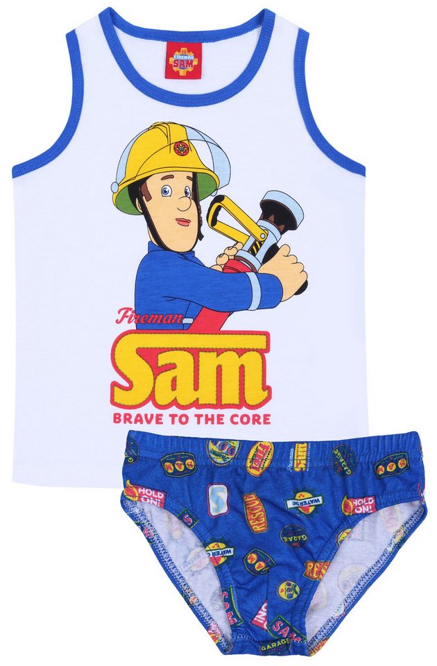 Sarcia.eu Unterhemd Weiß-blaues Set Unterhemd+Unterhose Feuerwehrmann Sam 6-7 Jahre von Sarcia.eu