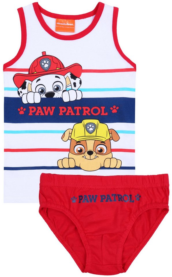 Sarcia.eu Unterhemd Weißes T-Shirt mit bunten Streifen+rote Unterhose Paw Patrol 7-8 Jahre von Sarcia.eu