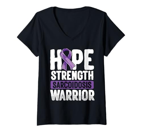 Damen Hoffnung Stärke Sarcoidose Krieger Bewusstsein T-Shirt mit V-Ausschnitt von Sarcoidose Bewusstsein für Kämpfer, Überlebende