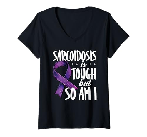 Damen Sarkoidose Ist Hart Aber Ich Bin Härter Bewusstsein T-Shirt mit V-Ausschnitt von Sarcoidose Bewusstsein für Kämpfer, Überlebende