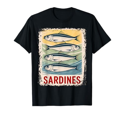 Sardinen-Fisch, Retro-Sommer-Vintage-Design, für Damen und Herren T-Shirt Sardinen-Fisch, Retro-Sommer-Vintage-Design, für Damen und Herren T-Shirt von Sardine Fish Graphic Summer Tee