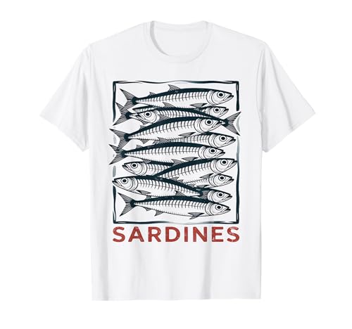 Sardinen-Fisch, Retro-Sommer-Vintage-Design, für Damen und Herren T-Shirt Sardinen-Fisch, Retro-Sommer-Vintage-Design, für Damen und Herren T-Shirt von Sardine Fish Graphic Summer Tee