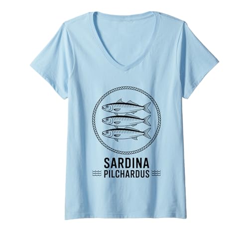Damen Fisch-Sardine aus der Dose T-Shirt mit V-Ausschnitt Damen Fisch-Sardine aus der Dose T-Shirt mit V-Ausschnitt von Sardines Fish Humor