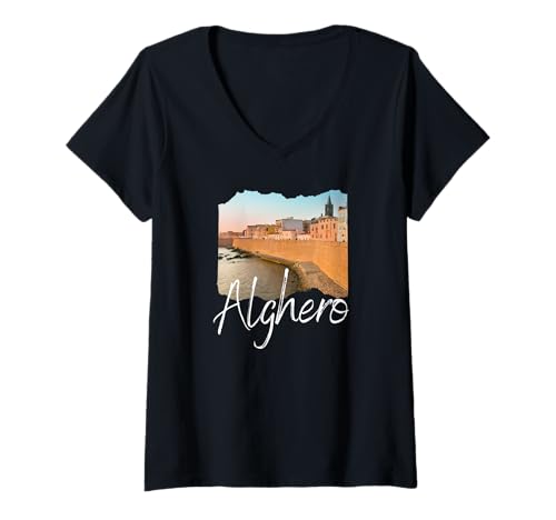 Damen Italien Sardinien Alghero Souvenir/Alghero T-Shirt mit V-Ausschnitt Damen Italien Sardinien Alghero Souvenir/Alghero T-Shirt mit V-Ausschnitt von Sardinien Italien Souvenir Store