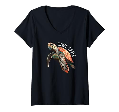 Damen Italien Sardinien Cagliari Souvenir/Sardinien/Cagliari T-Shirt mit V-Ausschnitt von Sardinien Italien Souvenir Store