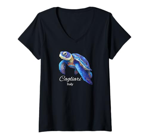 Damen Italien Sardinien Cagliari Souvenir/Sardinien/Cagliari T-Shirt mit V-Ausschnitt von Sardinien Italien Souvenir Store