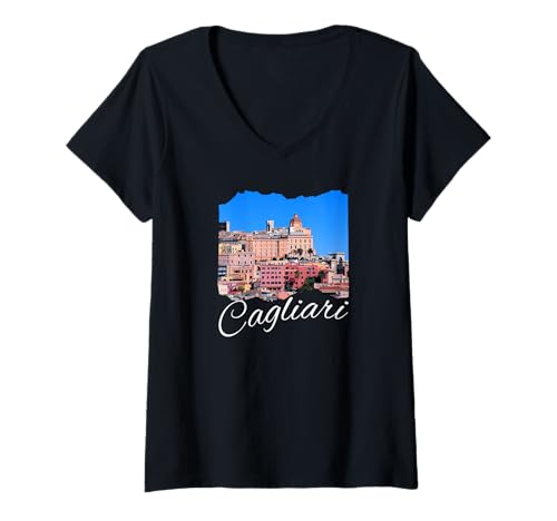 Damen Italien Sardinien Cagliari Souvenir / Sardinien / Cagliari T-Shirt mit V-Ausschnitt Damen Italien Sardinien Cagliari Souvenir / Sardinien / Cagliari T-Shirt mit V-Ausschnitt von Sardinien Italien Souvenir Store