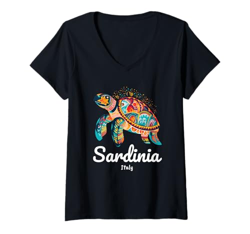 Damen Italien Sardinien Souvenir / Sardinien / Sardinien T-Shirt mit V-Ausschnitt Damen Italien Sardinien Souvenir / Sardinien / Sardinien T-Shirt mit V-Ausschnitt von Sardinien Italien Souvenir Store