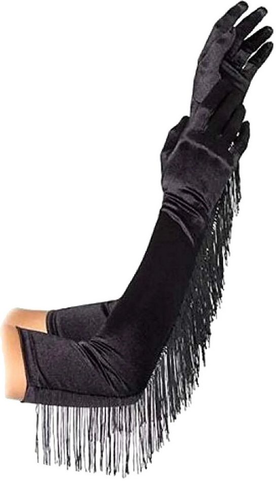 Saresia Abendhandschuhe Satin-Handschuhe mit Fransen Abendhandschuhe Party-Handschuhe mit Fransen von Saresia