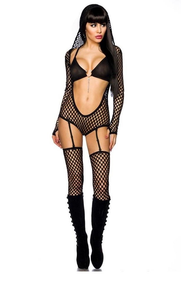 Saresia Bodystocking Netz Straps Set in schwarz 4-tlg mit BH Body 20 DEN (Set 1 St) von Saresia