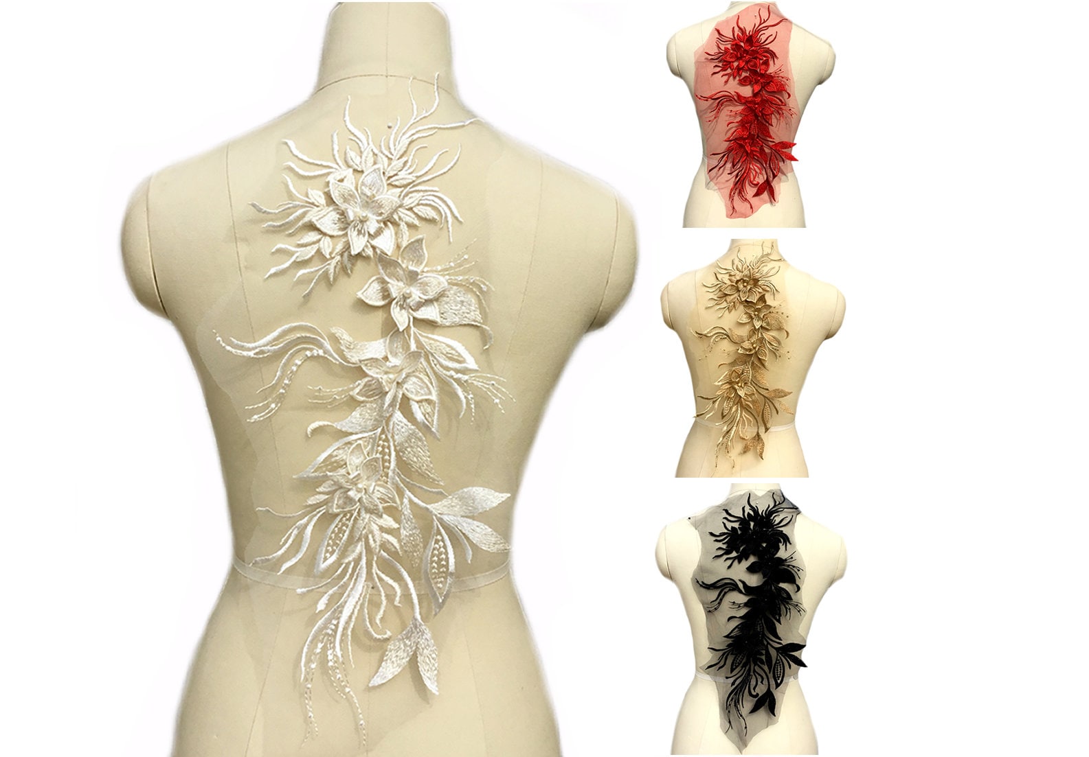 Gestickte Hochzeit Spitze Braut Applikationen von DahanDice