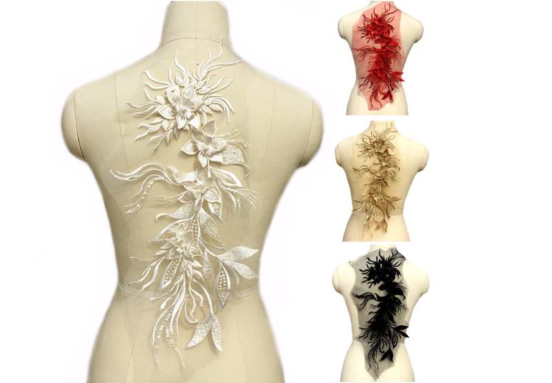 Gestickte Hochzeit Spitze Braut Applikationen von DahanDice