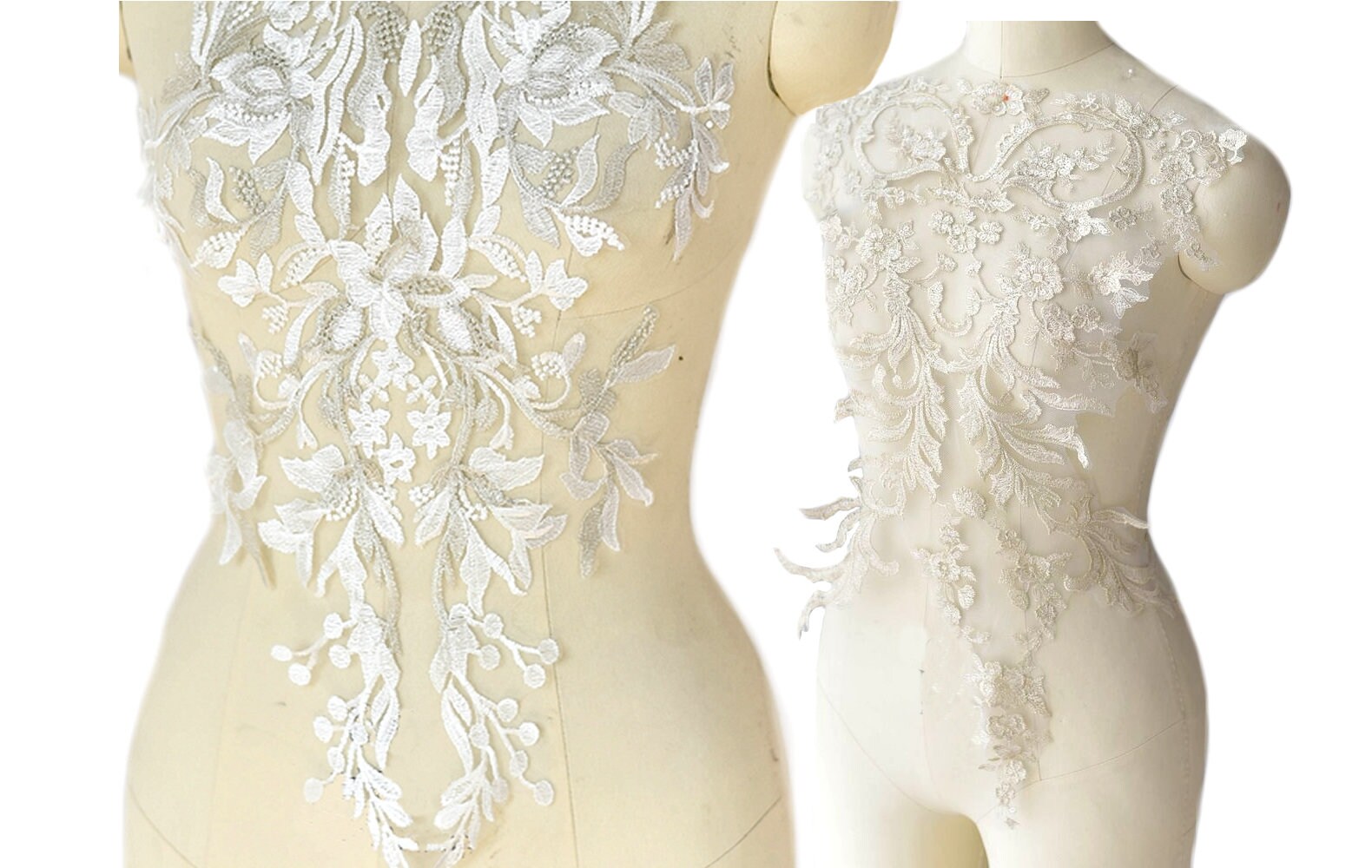 Licht Gold Spitze Applikation Braut Couture Kleid Stickerei Dekoration von DahanDice