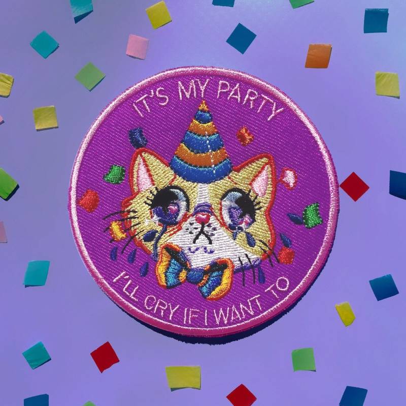 Es Ist Meine Party Crying Cat Aufnäher Zum Aufbügeln von SarinaHyena