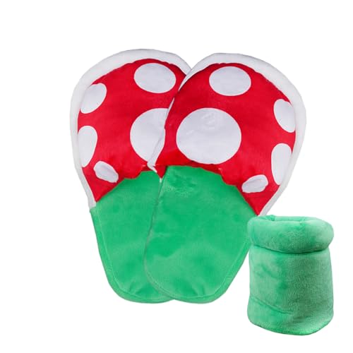 Sarini Piranha-Hausschuhe, Hauskleidung, Pflanzenblumenform, Kannibalen-Cosplay-Schuhe mit Topflappen – Hausschuhe mit einzigartigem Muster und Stitch-Loafer von Sarini