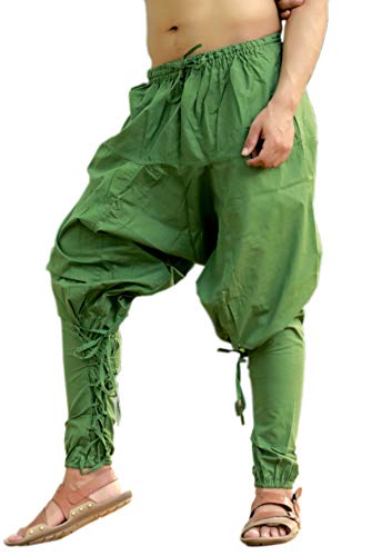 Sarjana Handicrafts Herren Damen Baumwolle Churidar Haremshose Yoga Pyjama Ethnische Hose, grün, one Size von Sarjana Handicrafts