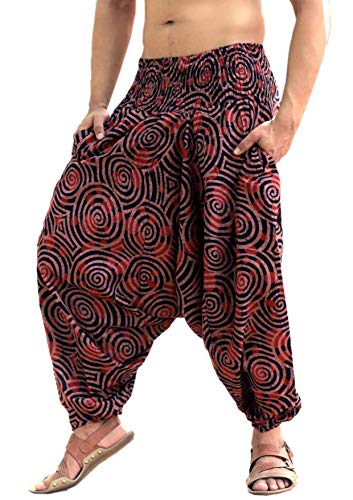 Sarjana Handicrafts Indische ethnische Herren Damen Baumwolle Harem Hippie Hose mit Taschen für Yoga, braun, one Size von Sarjana Handicrafts