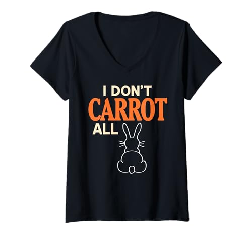 Damen Mir Ist Karotte Egal Lustiger Hase Wortwitz T-Shirt mit V-Ausschnitt von Sarkasmus Gemüse Hase Humor Fans