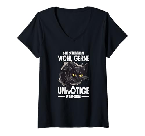 Damen Sie Stellen Wohl Gerne Unnötige Fragen Sarkastisches T-Shirt mit V-Ausschnitt Damen Sie Stellen Wohl Gerne Unnötige Fragen Sarkastisches T-Shirt mit V-Ausschnitt von Sarkasmus Ironischer Spruch Witziger Spruch