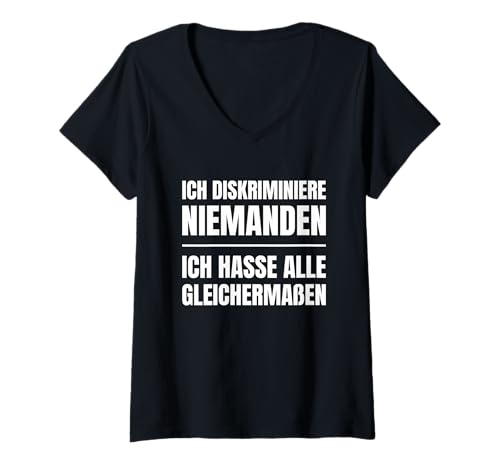 Damen Misanthrop Menschenfeind Menschenhasser - Ich Hasse Menschen T-Shirt mit V-Ausschnitt von Sarkasmus - Sarkastische Sprüche Ironische Sprüche