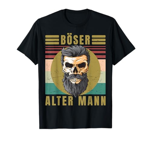 Herren Böser alter Mann - Totenkopf Vintage - Biker - Gang T-Shirt von Sarkasmus - Satire - Motorclub Geschenk