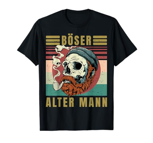 Herren Böser alter Mann - Totenkopf Vintage - Biker - Gang T-Shirt von Sarkasmus - Satire - Motorclub Geschenk