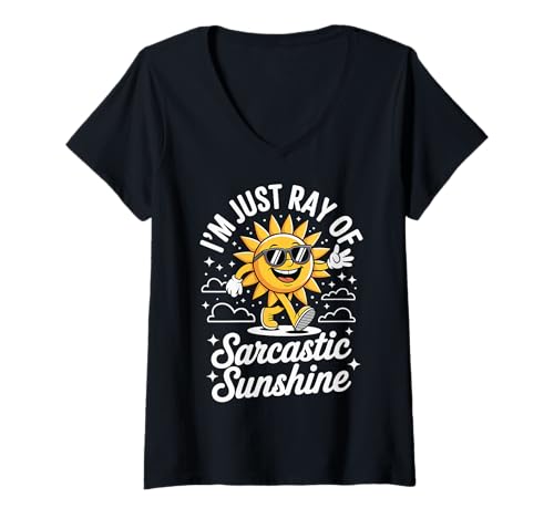 Damen I'm Just Ray of Sarcastic Sunshine Ironisch T-Shirt mit V-Ausschnitt Damen I'm Just Ray of Sarcastic Sunshine Ironisch T-Shirt mit V-Ausschnitt von Sarkastisch Sarkastische Persönlichkeit Witzig