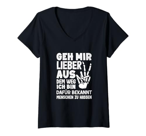 Damen GEH Mir Aus Dem Weg Ich Bin Bekannt Dafür Menschen Zu Hassen T-Shirt mit V-Ausschnitt Damen GEH Mir Aus Dem Weg Ich Bin Bekannt Dafür Menschen Zu Hassen T-Shirt mit V-Ausschnitt von Sarkastische Anti Menschen Designs