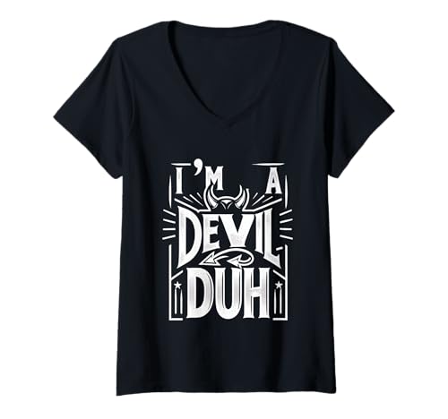 Damen I'm A Devil Duh Lustige sarkastische Humor-Einstellung |||- T-Shirt mit V-Ausschnitt Damen I'm A Devil Duh Lustige sarkastische Humor-Einstellung |||- T-Shirt mit V-Ausschnitt von Sarkastische Haltung Erwachsene