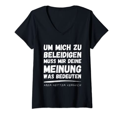 Damen Ich Bin Unantastbar Weil Mir Deine Meinung Egal Ist Ironie T-Shirt mit V-Ausschnitt Damen Ich Bin Unantastbar Weil Mir Deine Meinung Egal Ist Ironie T-Shirt mit V-Ausschnitt von Sarkastische Ironie Spaßgeschenk Beleidungung