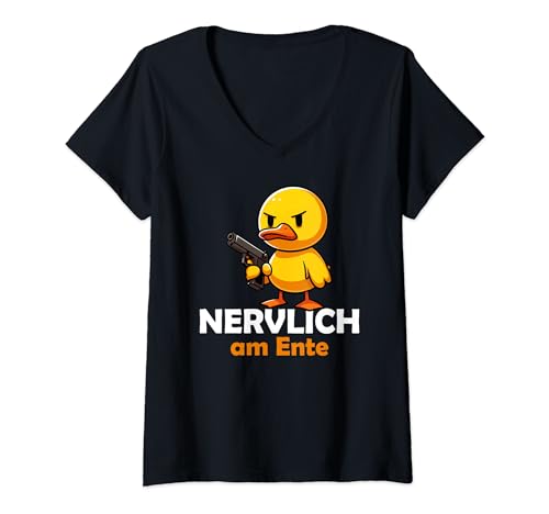 Damen Nervlich am Ente - Nervlich am Ende lustiges Spruch T-Shirt mit V-Ausschnitt Damen Nervlich am Ente - Nervlich am Ende lustiges Spruch T-Shirt mit V-Ausschnitt von Sarkastische und Fun Sprüche - Enten Designs