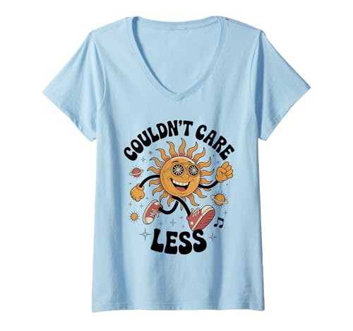 Damen Könnte Mir Nicht egaler Sein Lustiges sarkastisches Retro-So T-Shirt mit V-Ausschnitt Damen Könnte Mir Nicht egaler Sein Lustiges sarkastisches Retro-So T-Shirt mit V-Ausschnitt von Sarkastischer Humor Retro-Sonne Coole Comedy-Vibes