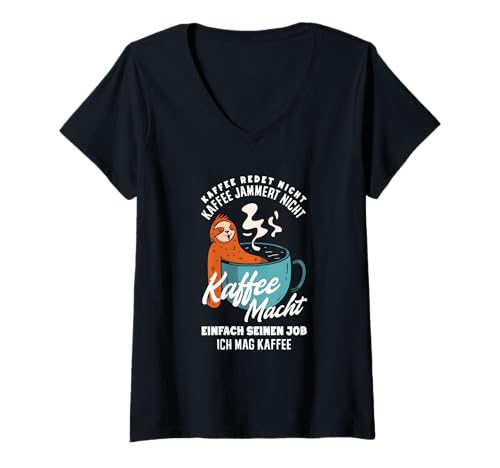 Damen Kaffee Redet Nicht Kaffee Jammert Nicht Lustiger Spruch T-Shirt mit V-Ausschnitt Damen Kaffee Redet Nicht Kaffee Jammert Nicht Lustiger Spruch T-Shirt mit V-Ausschnitt von Sarkastischer Kaffee Humor Geschenk Geschenkidee