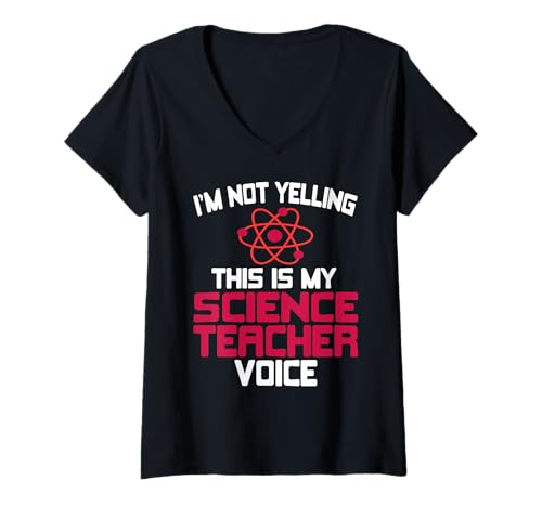 Damen Dies ist Meine Lehrer-Stimme Schreie Nicht okay T-Shirt mit V-Ausschnitt von Sarkastischer Wissenschaftshumor für Pädagogen