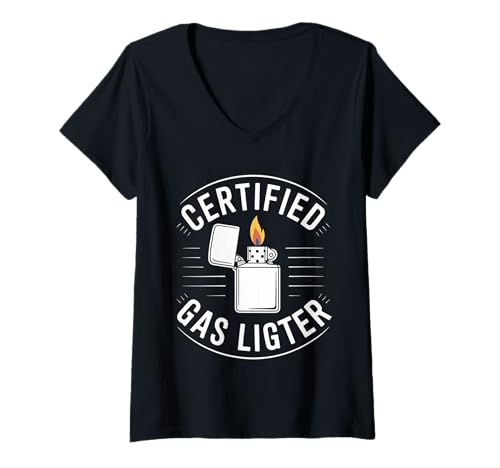 Damen Certified Gas Lighter Sarkastische Beziehung - T-Shirt mit V-Ausschnitt von Sarkastisches Label lustige Persönlichkeit