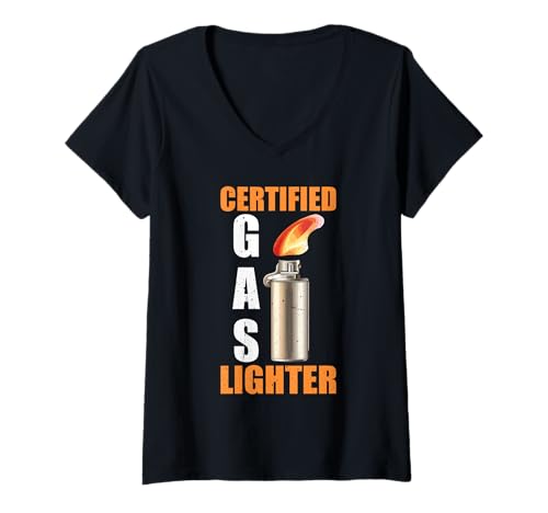 Damen Certified Gas Lighter Sarkastische Beziehung - T-Shirt mit V-Ausschnitt von Sarkastisches Label lustige Persönlichkeit