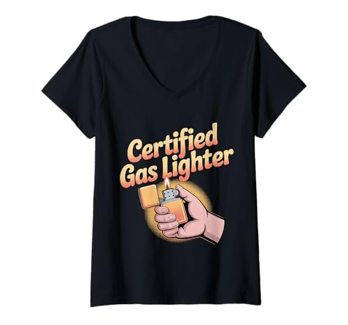 Damen Certified Gas Lighter Sarkastische Beziehung |- T-Shirt mit V-Ausschnitt von Sarkastisches Label lustige Persönlichkeit