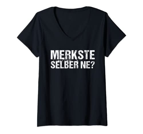 Damen Lustiges - Merkste selbst ne? T-Shirt mit V-Ausschnitt von Sarkastisches Spruch Design