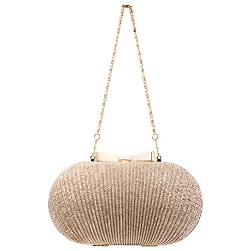 Sasairy Damen Clutch, Bling Tasche Damentasche, Abendtasche, Partytasche, Umhängetasche mit Abnehmbar Kette Frauen Handtasche für Abend Hochzeit (Golden) von Sasairy