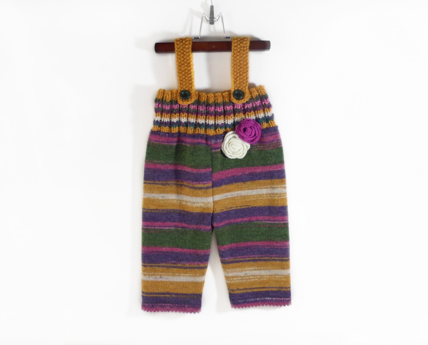 strick Baby Mädchen Overall Bunt 1-2 Jahre Winter Hose Kleinkind Wolle Longies Herbst Kleidung von SasasHandcrafts