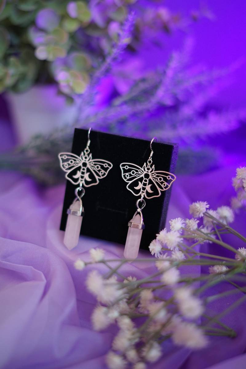 Schmetterling Ohrringe Rosenquarz Schmetterling Ohrringe Rosenquarz von Sasaschi