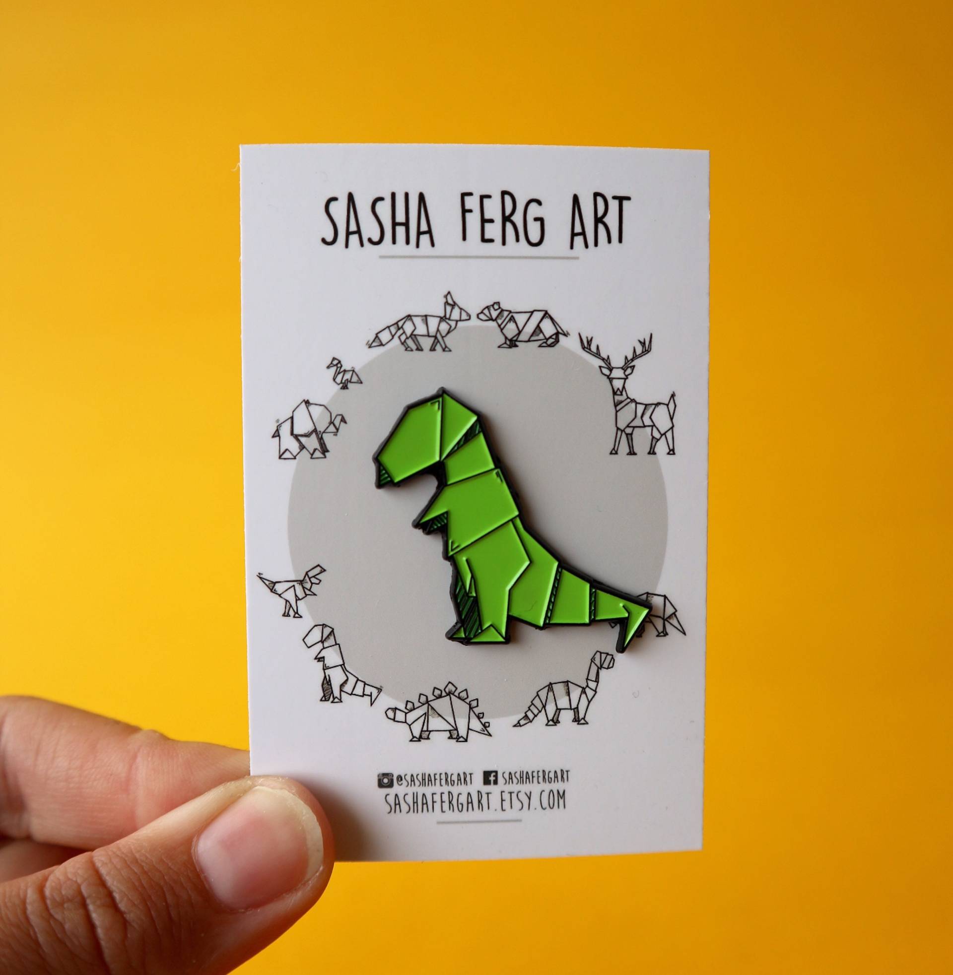 Origami T-Rex Dinosaurier Emaille Pin Origami T-Rex Dinosaurier Emaille Pin von SashaFergArt