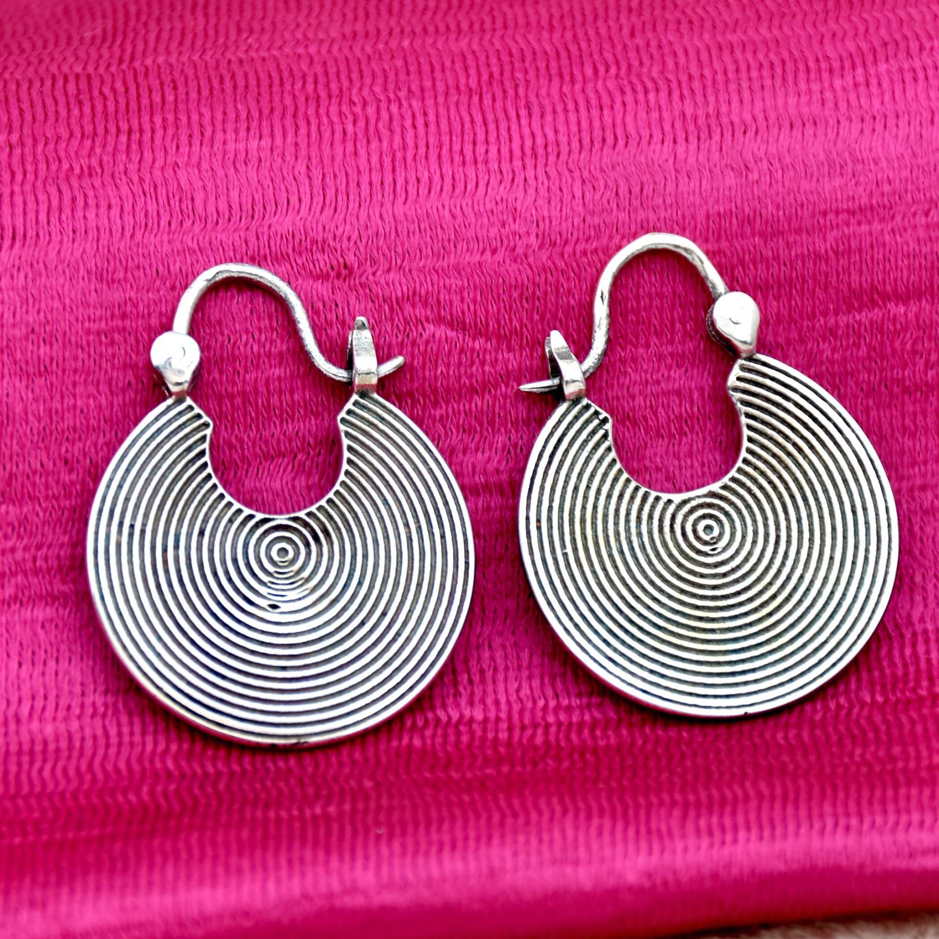 925 Sterling Silber Ohrring, Disk Handgemachter Baumeln Ohrringe, Geschenk Für Sie Designer Creolen von SasilverGems